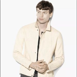 John Varvatos Collection Off White Leather Jacket